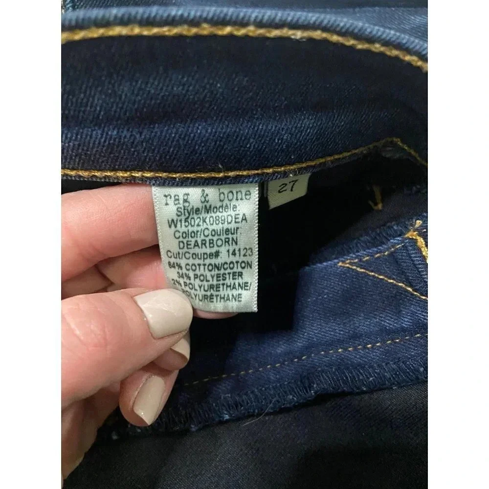 Rag & Bone Blue Raw Hem Dearborn Skinny Jeans- size 27